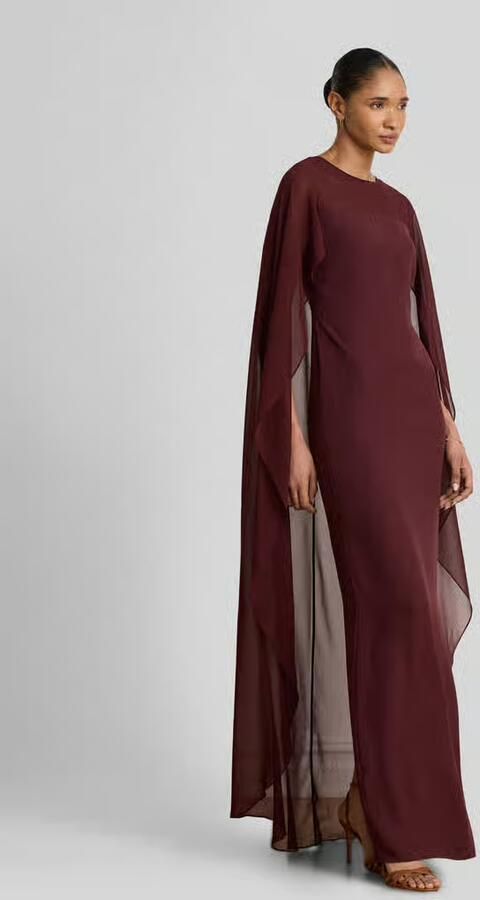 Lauren Ralph Lauren Vloeiende avondjurk met cape-detail - Foto 3