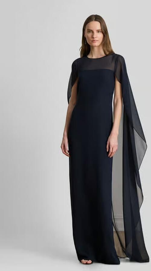 Lauren Ralph Lauren Vloeiende avondjurk met cape-detail - Foto 3