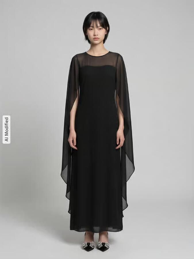 Lauren Ralph Lauren Vloeiende avondjurk met cape-detail - Foto 3