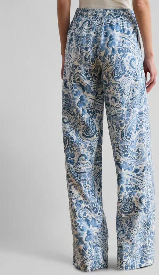 Lauren Ralph Lauren Wijdte broek van puur linnen met all-over motief