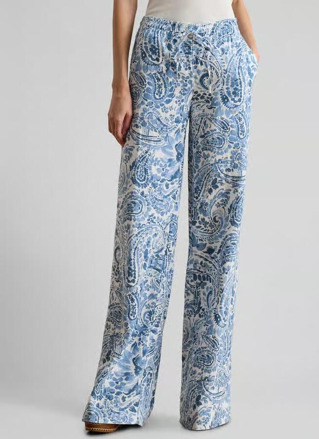 Lauren Ralph Lauren Wijdte broek van puur linnen met all-over motief - Foto 3