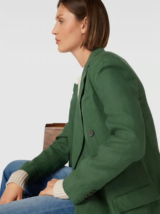 Ralph Lauren Linnen Double-Breasted Blazer Green Dames