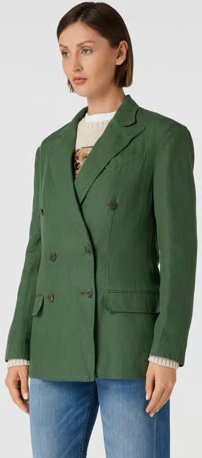 Ralph Lauren Linnen Double-Breasted Blazer Green Dames - Foto 3