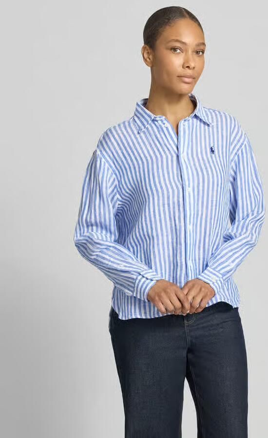 Polo Ralph Lauren boxy fit linnen blouse met all-over motief - Foto 4