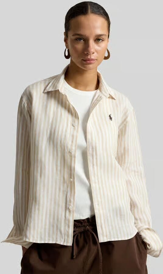 Polo Ralph Lauren boxy fit linnen blouse met all-over motief - Foto 4