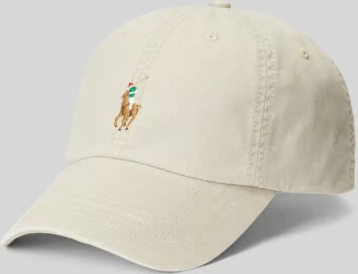 Polo Ralph Lauren Baseballpet in kaki met labelstitching - Foto 3