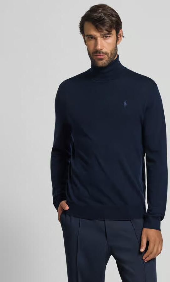 Ralph Lauren Blauwe wollen trui met hoge kraag en geborduurde pony Blue Heren - Foto 12