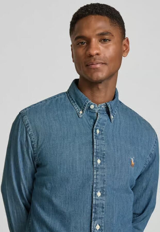 Polo Ralph Lauren Overhemd Lange Mouw CHEMISE CINTREE SLIM FIT EN JEAN DENIM BOUTONNE LOGO PONY PLAYER - Foto 17