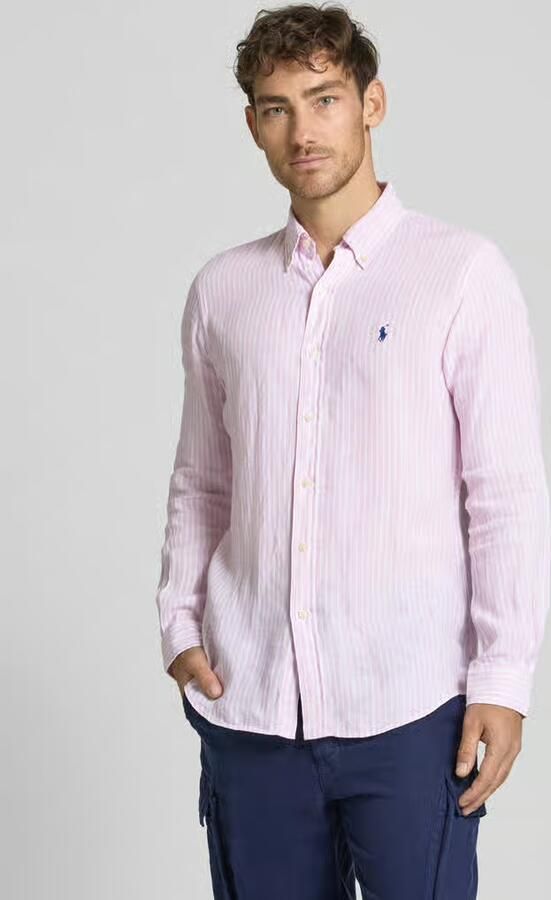 Polo Ralph Lauren Custom fit linnen overhemd met labelstitching - Foto 2