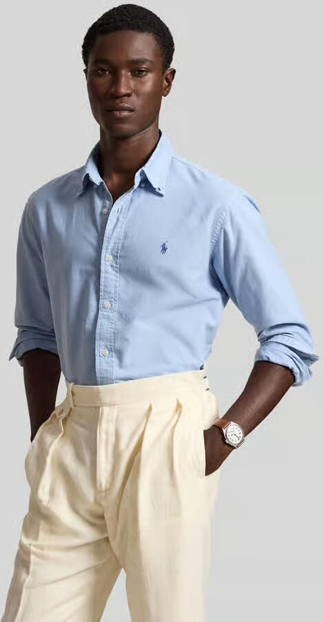 Polo Ralph Lauren Overhemd Lange Mouw CHEMISE CUSTOM FIT EN OXFORD LEGER - Foto 3