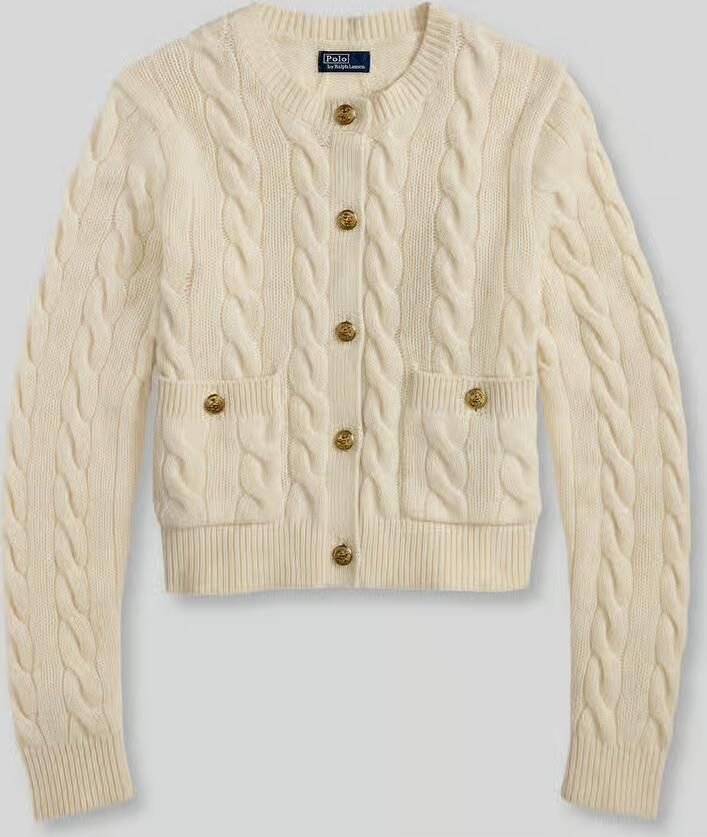Polo Ralph Lauren Cardigan van een mix van lanawol en kasjmier met kabelpatroon