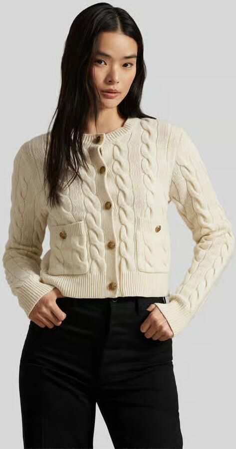 Polo Ralph Lauren Cardigan van een mix van lanawol en kasjmier met kabelpatroon - Foto 3