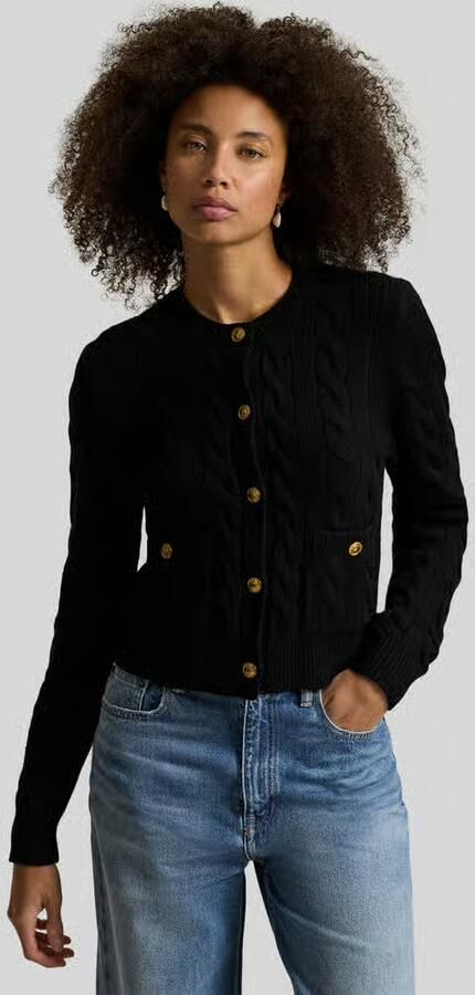 Polo Ralph Lauren Cardigan van een mix van lanawol en kasjmier met kabelpatroon - Foto 2