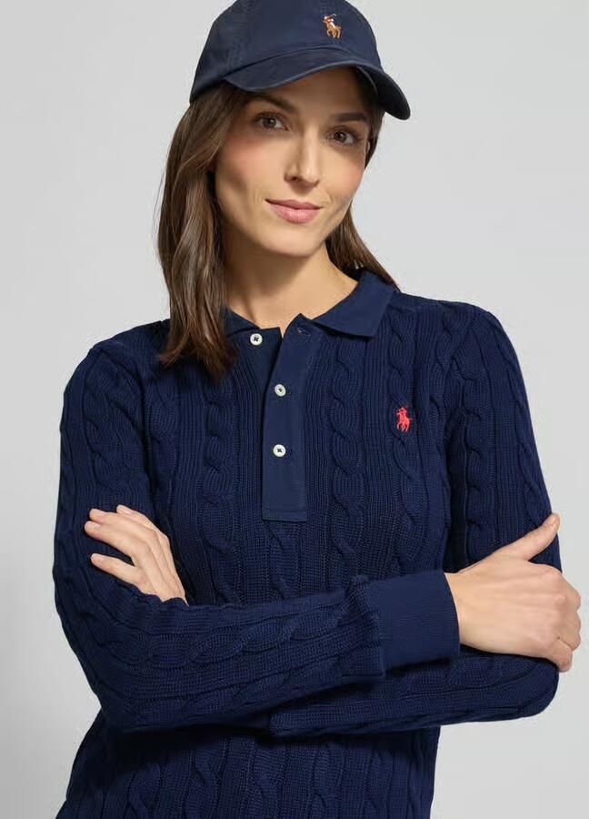 Polo Ralph Lauren Gebreide pullover met kabelpatroon en polokraag - Foto 2