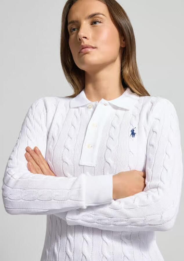 Polo Ralph Lauren Gebreide pullover met kabelpatroon en polokraag - Foto 2