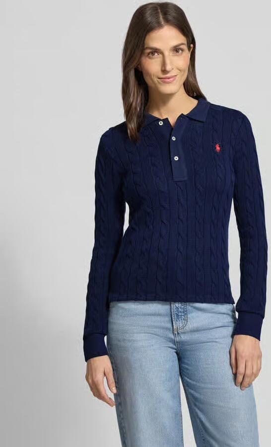 Polo Ralph Lauren Gebreide pullover met kabelpatroon en polokraag - Foto 4