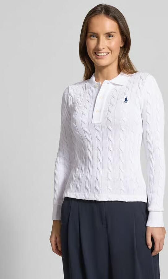 Polo Ralph Lauren Gebreide pullover met kabelpatroon en polokraag - Foto 4