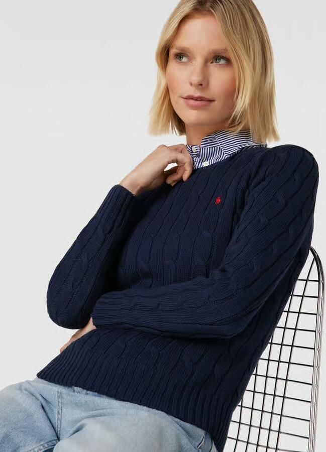 Polo Ralph Lauren Gebreide pullover met labelstitching model 'JULIANNA'