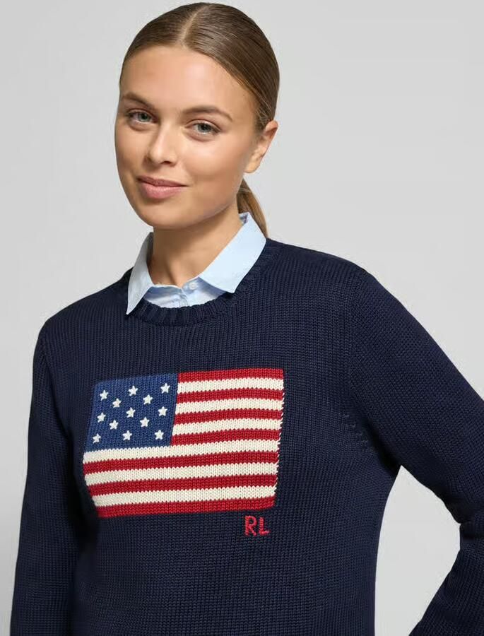 Polo Ralph Lauren Gebreide pullover met vlaggenmotief en ronde hals