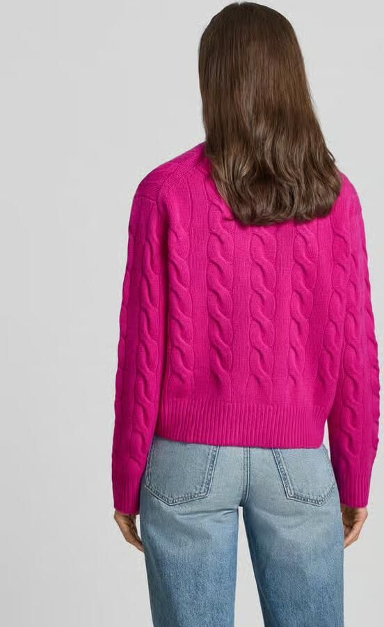 Polo Ralph Lauren Gebreide pullover van een mix van katoen en kasjmier met kabelpatroon