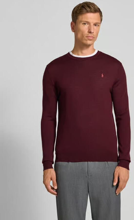 Ralph Lauren Kinderen Wijnrode Wollen Trui met Geborduurde Pony Rood Heren - Foto 3