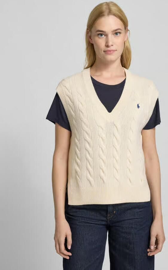 Polo Ralph Lauren Spencer van een mix van wol en kasjmier met V-hals - Foto 7