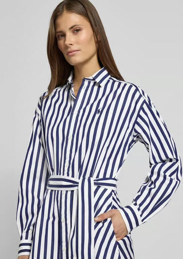 Polo Ralph Lauren Blauwe Gestreepte Jurk met Taille Riem Blue Dames - Foto 5