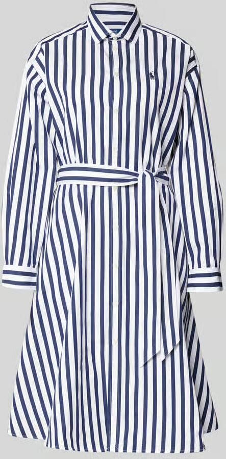 Polo Ralph Lauren Blauwe Gestreepte Jurk met Taille Riem Blue Dames - Foto 8