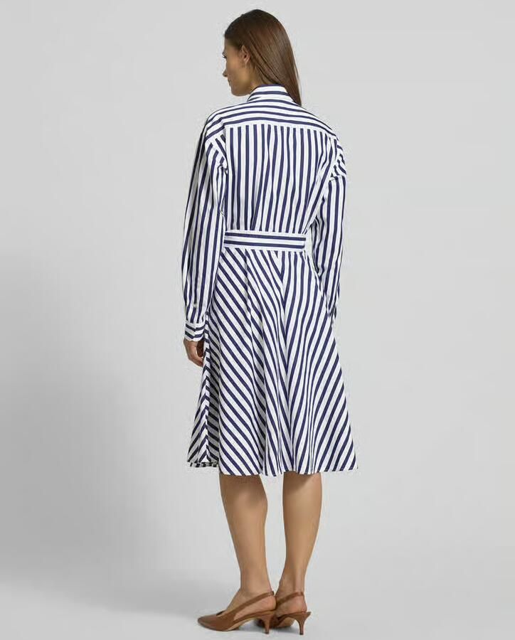 Polo Ralph Lauren Blauwe Gestreepte Jurk met Taille Riem Blue Dames - Foto 3