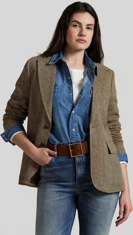 Polo Ralph Lauren Getailleerde longblazer van Mix van linnen en zijde met wol Model 'HERTIAGE' - Foto 3