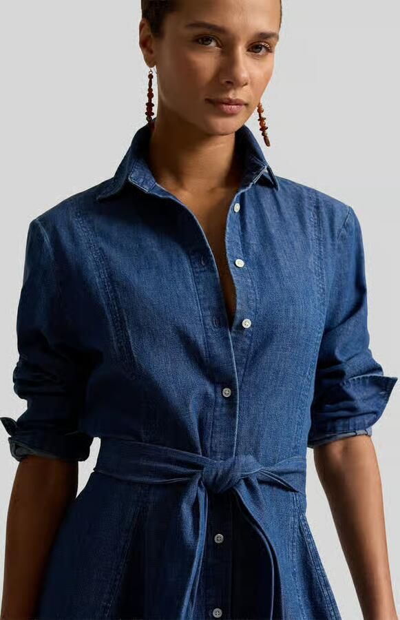 Polo Ralph Lauren Getailleerde vrijetijdsjurk in denimlook