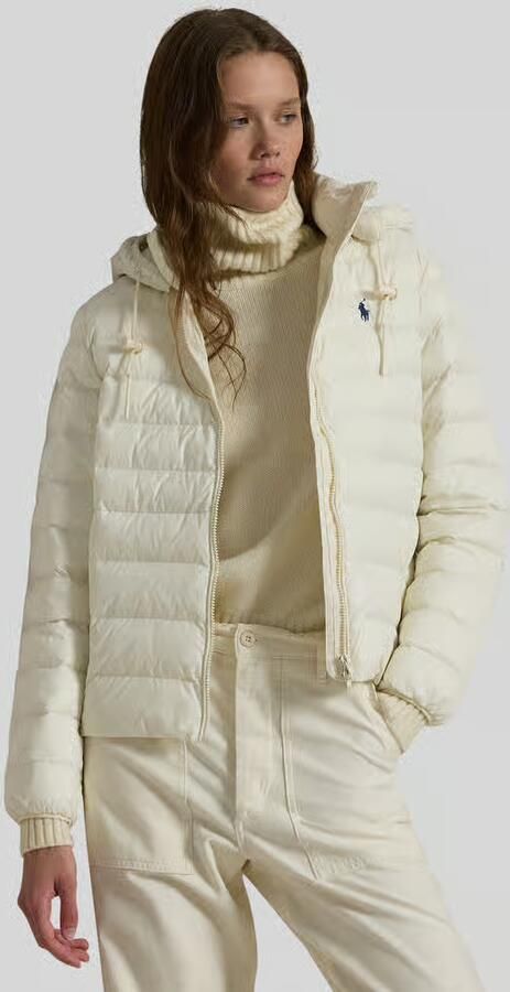 Polo Ralph Lauren Crème Gewatteerde Hoodie Jas White Dames - Foto 2