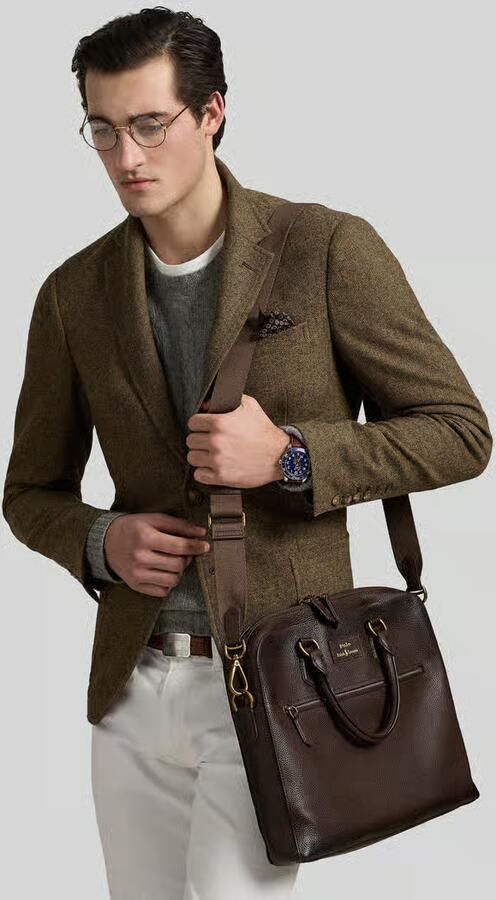 Polo Ralph Lauren Laptoptas van rundleer met laptopvak - Foto 2