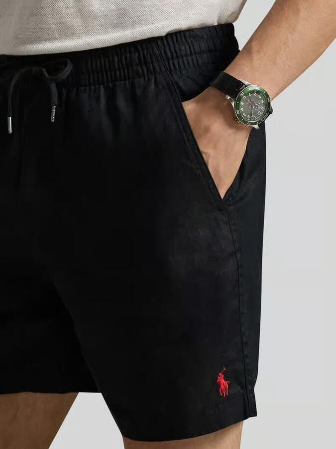 Polo Ralph Lauren Linnen shorts met tunnelkoord als vetersluiting en logostitching