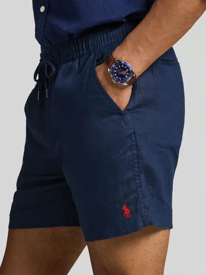 Polo Ralph Lauren Linnen shorts met tunnelkoord als vetersluiting en logostitching