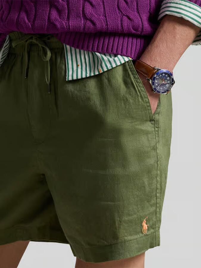 Polo Ralph Lauren Linnen shorts met tunnelkoord als vetersluiting en logostitching