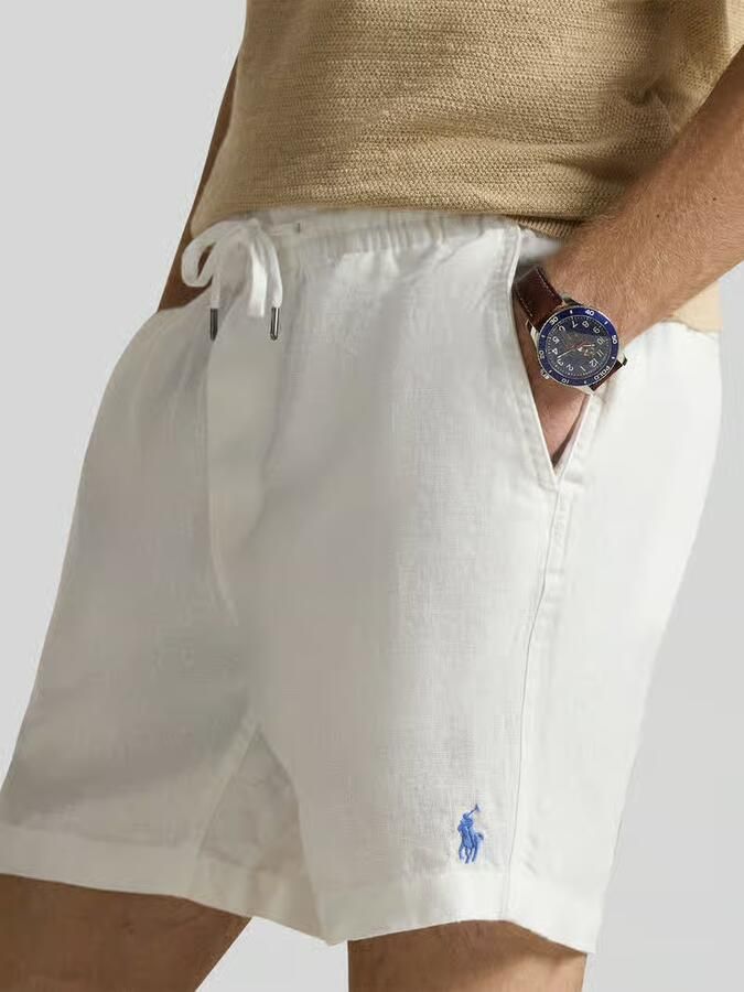 Polo Ralph Lauren Linnen shorts met tunnelkoord als vetersluiting en logostitching