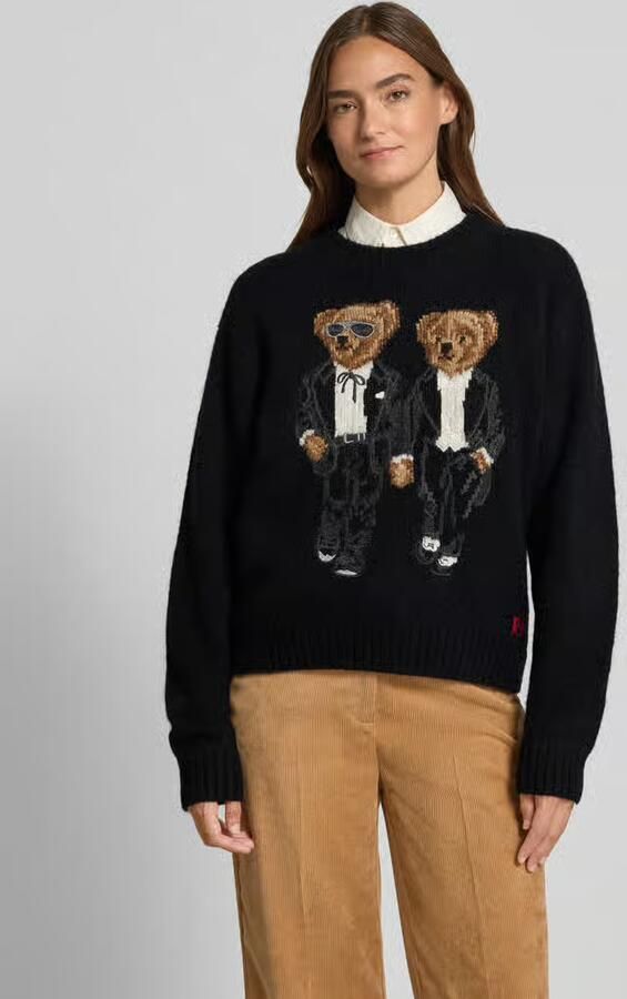 Polo Ralph Lauren Loose fit gebreide pullover van wolmix en alpaca met Polo Bear print - Foto 2