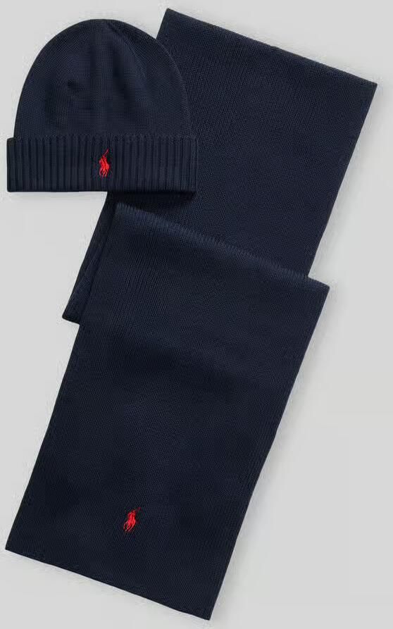 Polo Ralph Lauren Wollen sjaal en muts in een set met logostitching - Foto 2