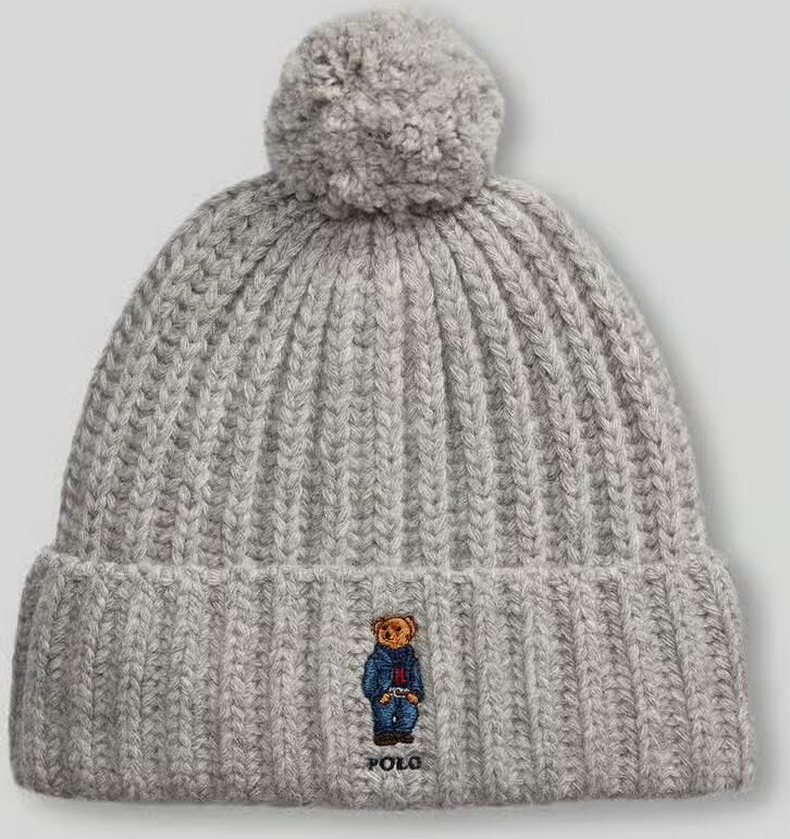 Polo Ralph Lauren Wollen muts met motiefstitching model 'DENIM BEAR'
