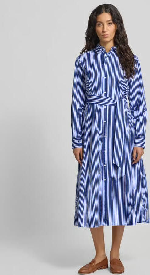 Polo Ralph Lauren Gestreepte Katoenen Overhemdjurk Blauw Wit Blue Dames - Foto 3