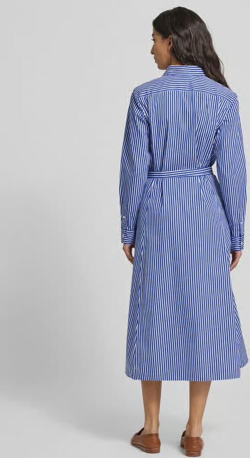 Polo Ralph Lauren Gestreepte Katoenen Overhemdjurk Blauw Wit Blue Dames