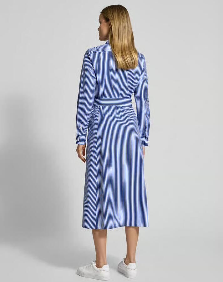 Polo Ralph Lauren Gestreepte Katoenen Overhemdjurk Blauw Wit Blue Dames