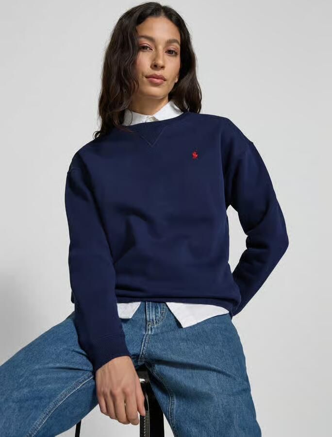 Ralph Lauren Navy Gebreide Kleding Classic Pony Crewneck Sweatshirt Blue Dames - Foto 3