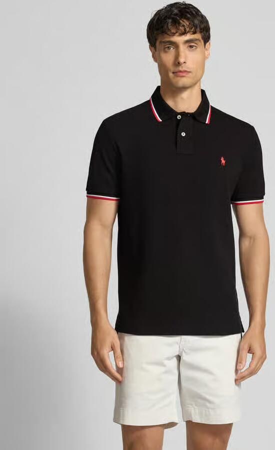 Polo Ralph Lauren Polo Shirt Korte Mouw POLO COUPE DROITE EN COTON BASIC MESH COL RAYE - Foto 4