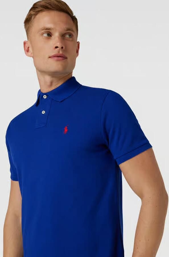 Polo Ralph Lauren Donkerblauw poloshirt met korte mouwen en slim fit Blue Heren