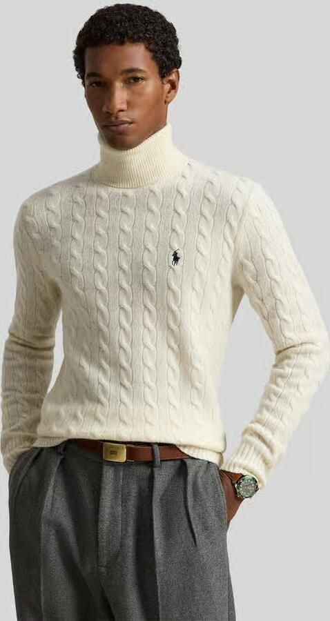 Polo Ralph Lauren Trui PULL COL ROULE EN MAILLE TORSADEE LAINE CACHEMIRE - Foto 2