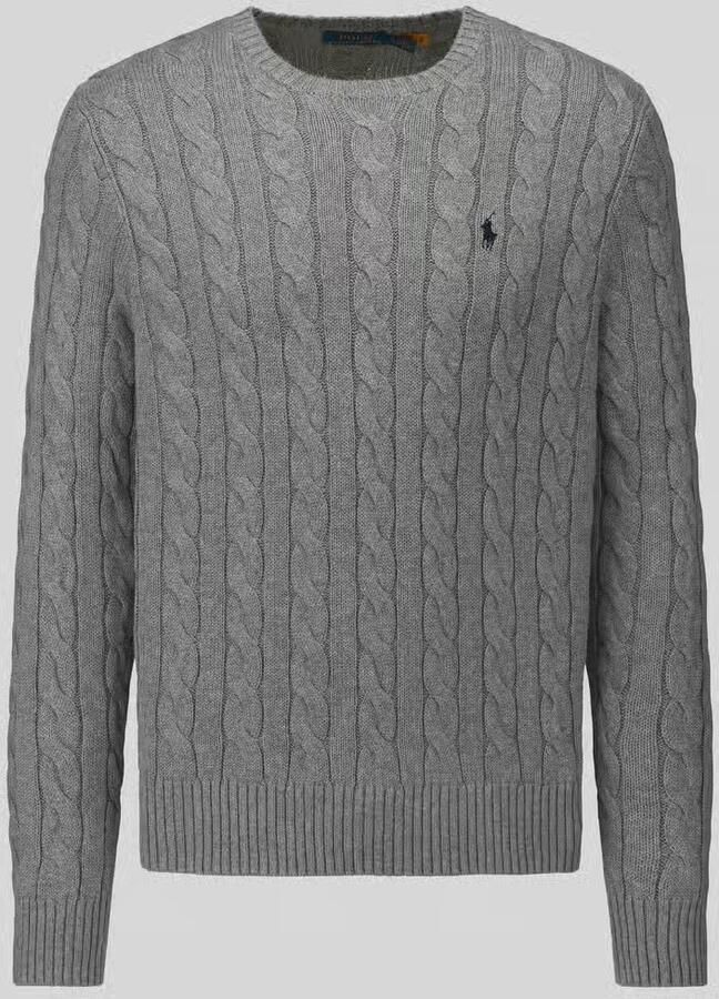 Polo Ralph Lauren Katoenen Gebreide Trui met Geribde Manchetten Gray Heren
