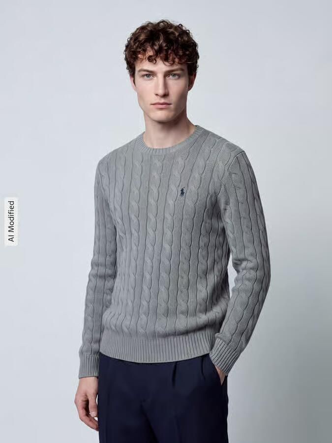 Polo Ralph Lauren Katoenen Gebreide Trui met Geribde Manchetten Gray Heren - Foto 3