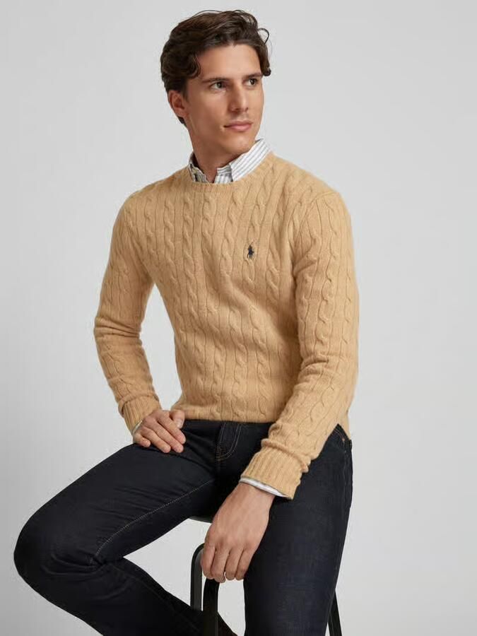 Ralph Lauren Bruine Sweater van Kasjmier en Wol met Iconisch Pony Logo Brown Heren